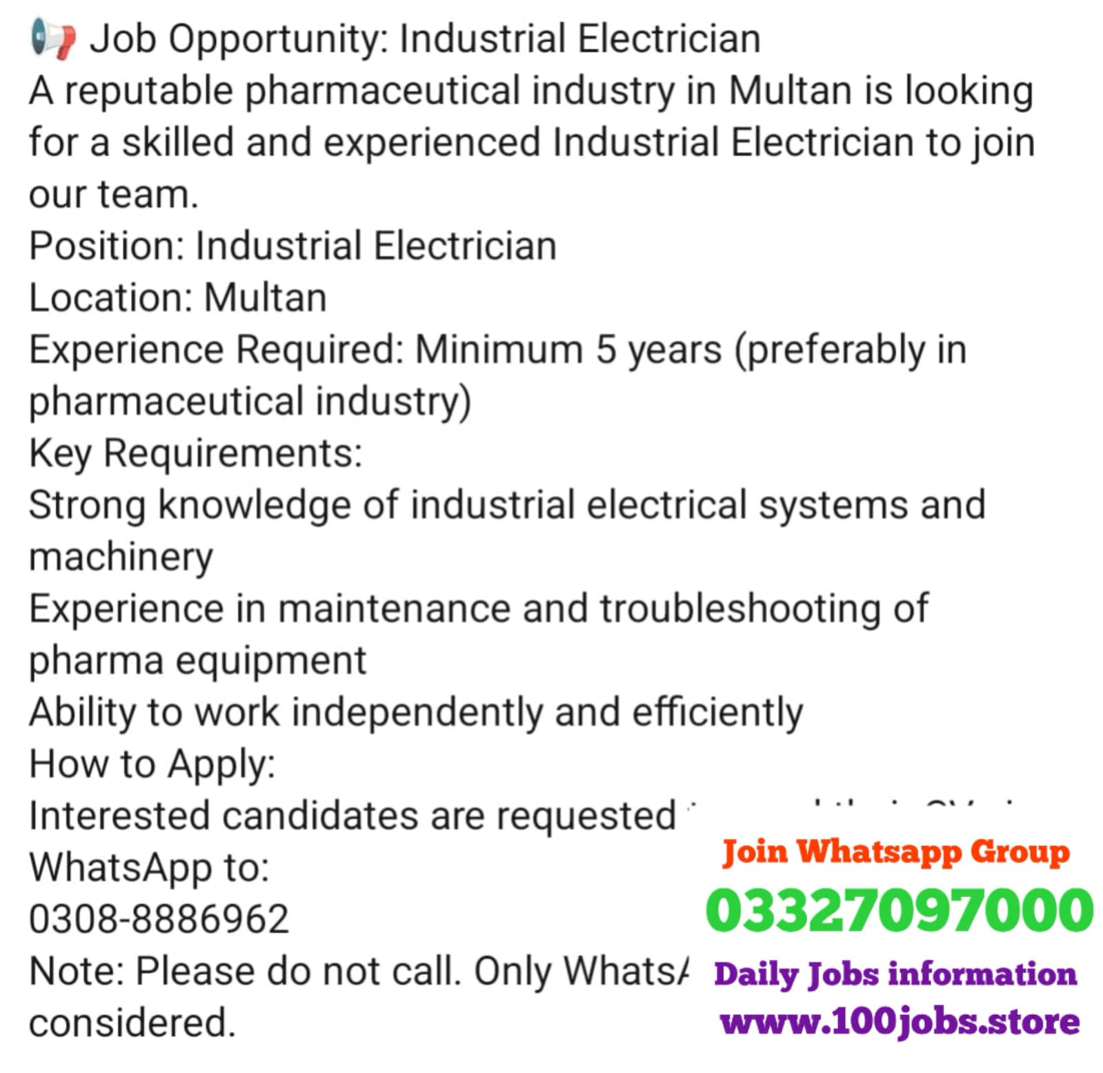 industrial Electrician Job