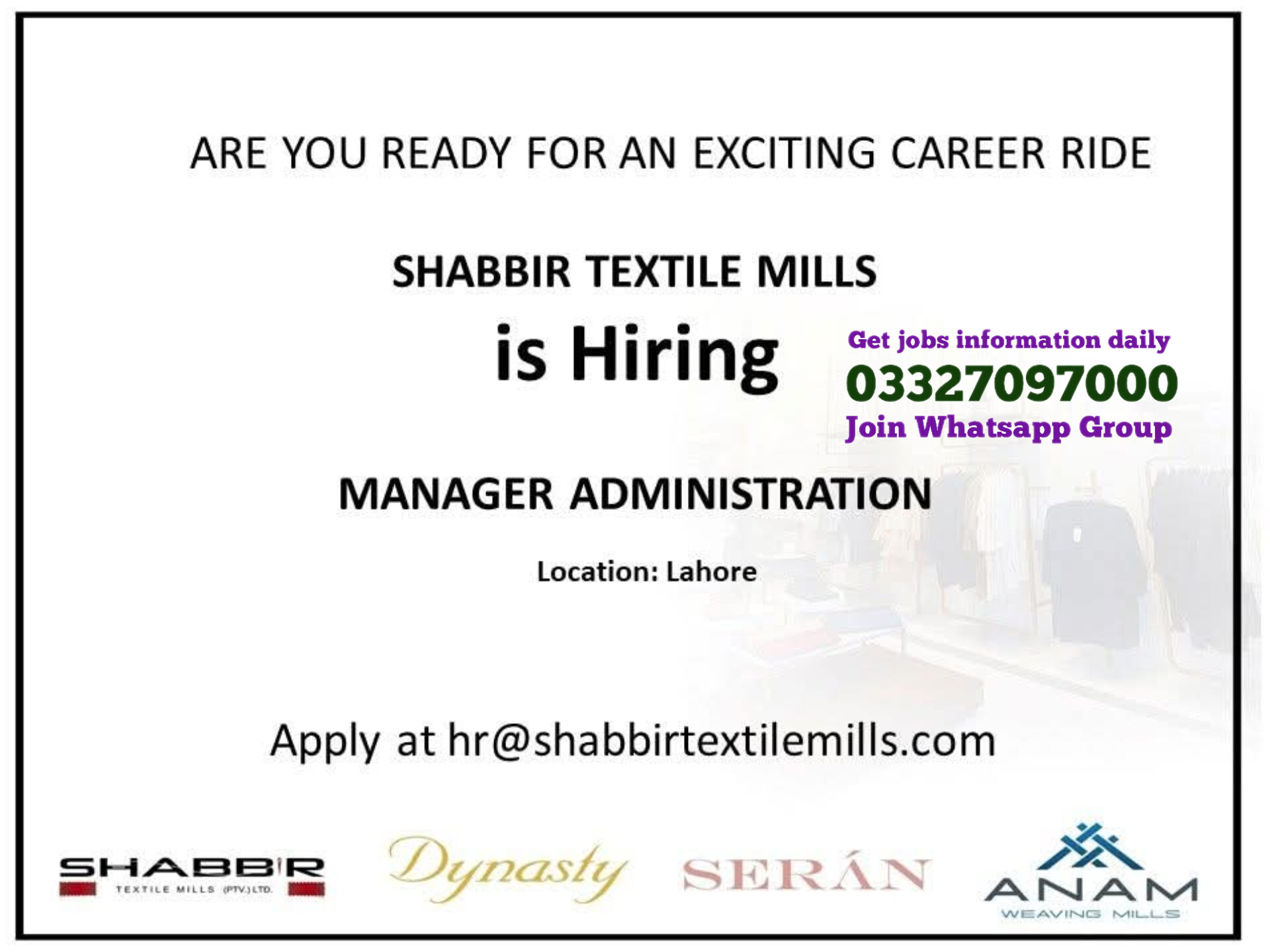 Shabbir Textile Admin Job