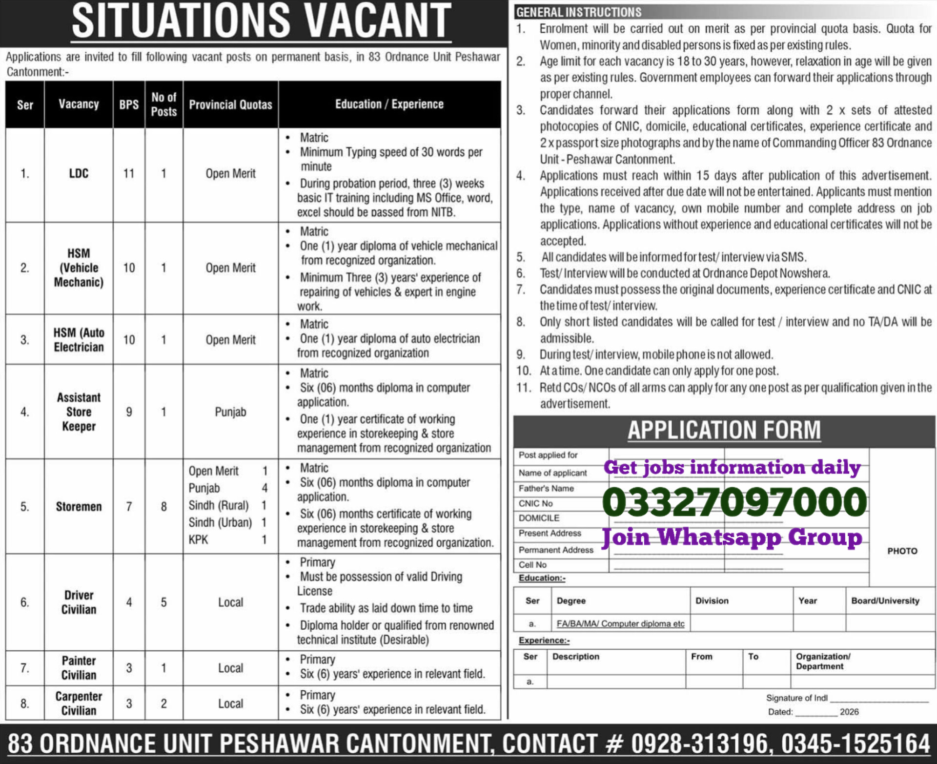 Peshawar Cantonment Jobs